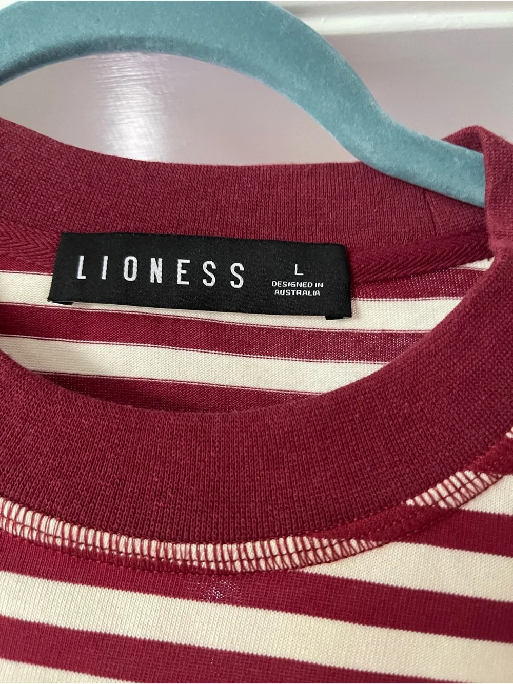 Lioness Burgundy and Cream Striped Long Sleeve Tee - Picture 2 of 2